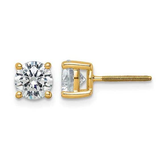 3.00 Carat (ctw VS2 F) Certified Lab Grown Diamond Solitaire Earrings 14K Gold